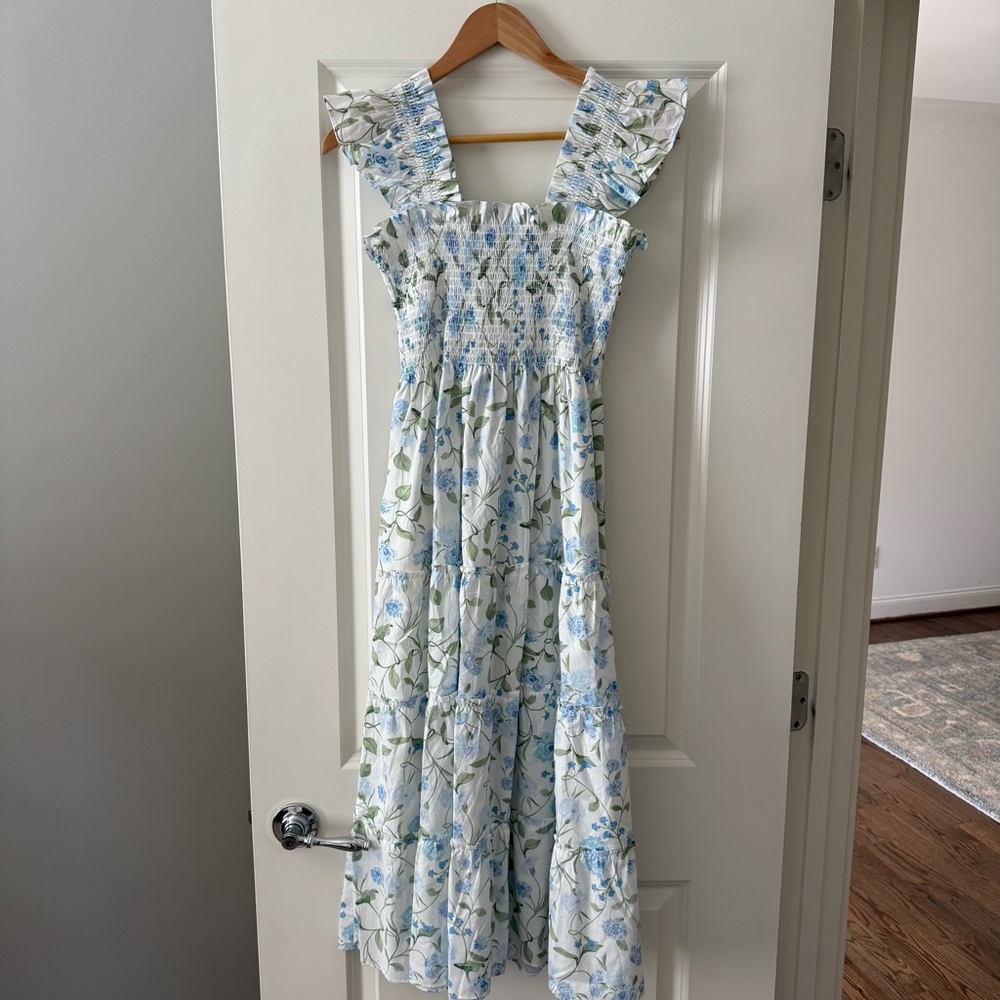 The Ellie Nap Dress in Blue Peony Bouquet Cotton - Picture 4 of 6
